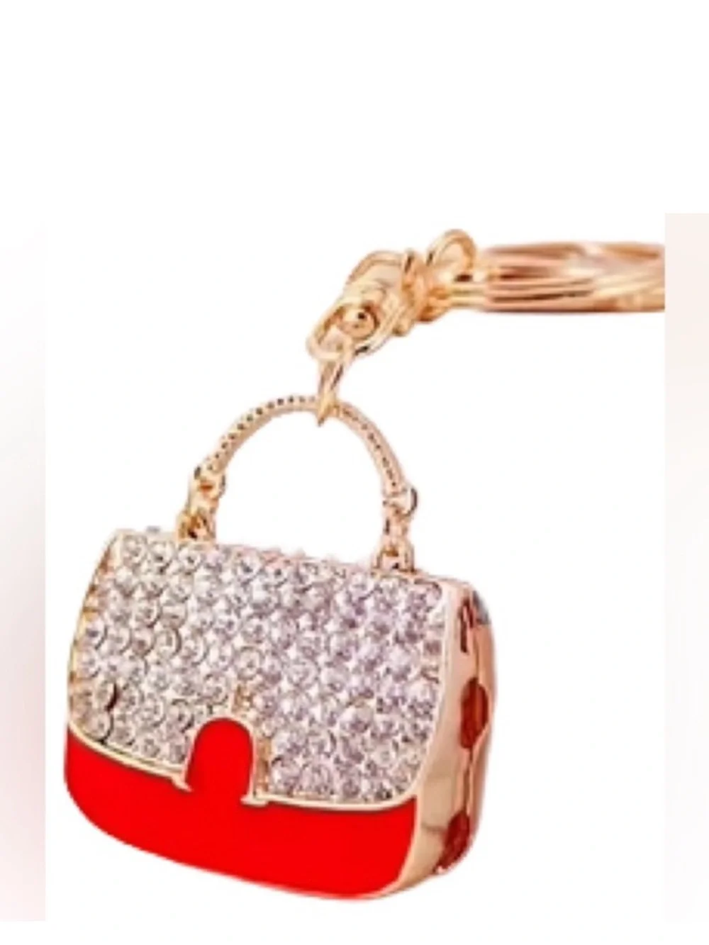 CLUTCH BAG Keychain/ Bag Charm Crystals and Red Enamel